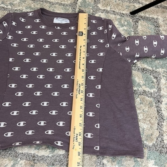 Champion Logo All Over Print Sweatshirt womens purple white size small - Picture 7 of 10